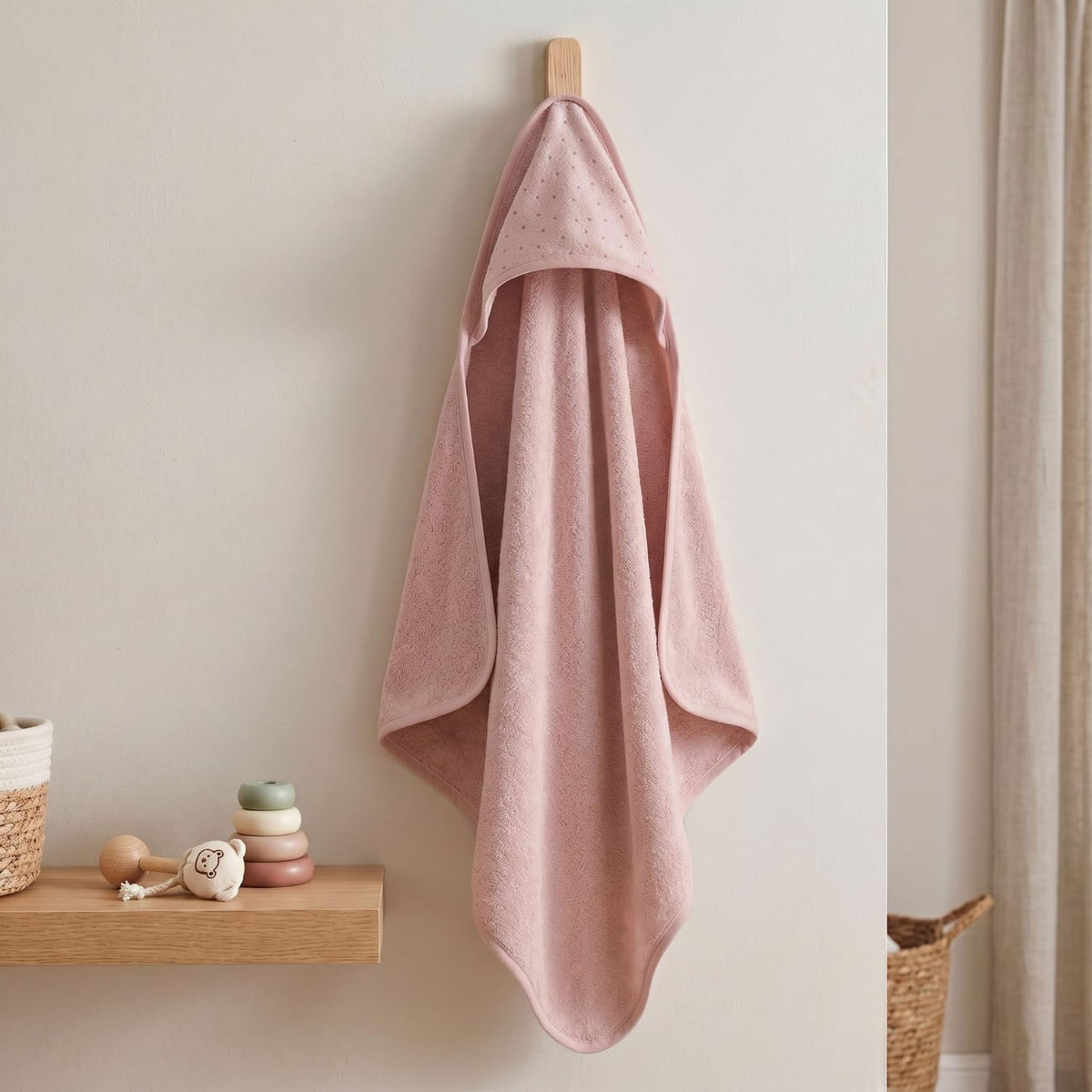 Country Village Baby Hooded Towel for Girls (0  1.5Years) | Soft Cotton Terry Hooded Towels | Pink Baby Hooded Towel for Newbor