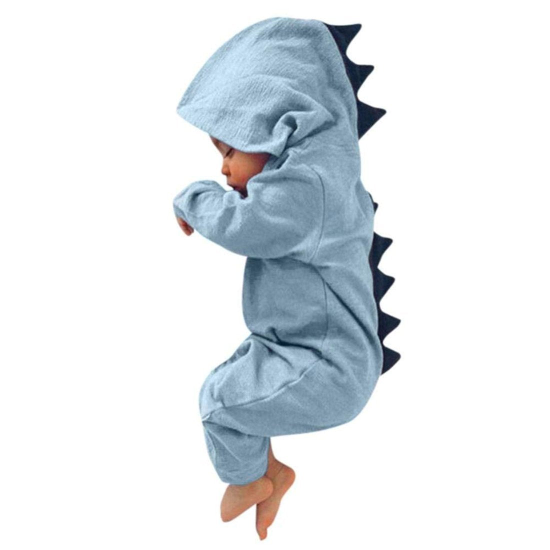 Cklv Interesting Romper Jumpsuit Outfits Clothes,Infant Baby Kids Dinosaur Hooded Romper Jumpsuit Outfits Clothes (Blue,Tag Size