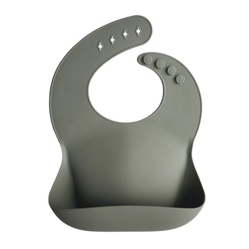 Mushie Silicone Baby Bib | Adjustable Fit Waterproof Bibs (Silver Sage)