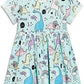 Baby Girl'S Dinosaur Summer Dresses Clothes,Short Sleeve Casual Outfits 2T Blue