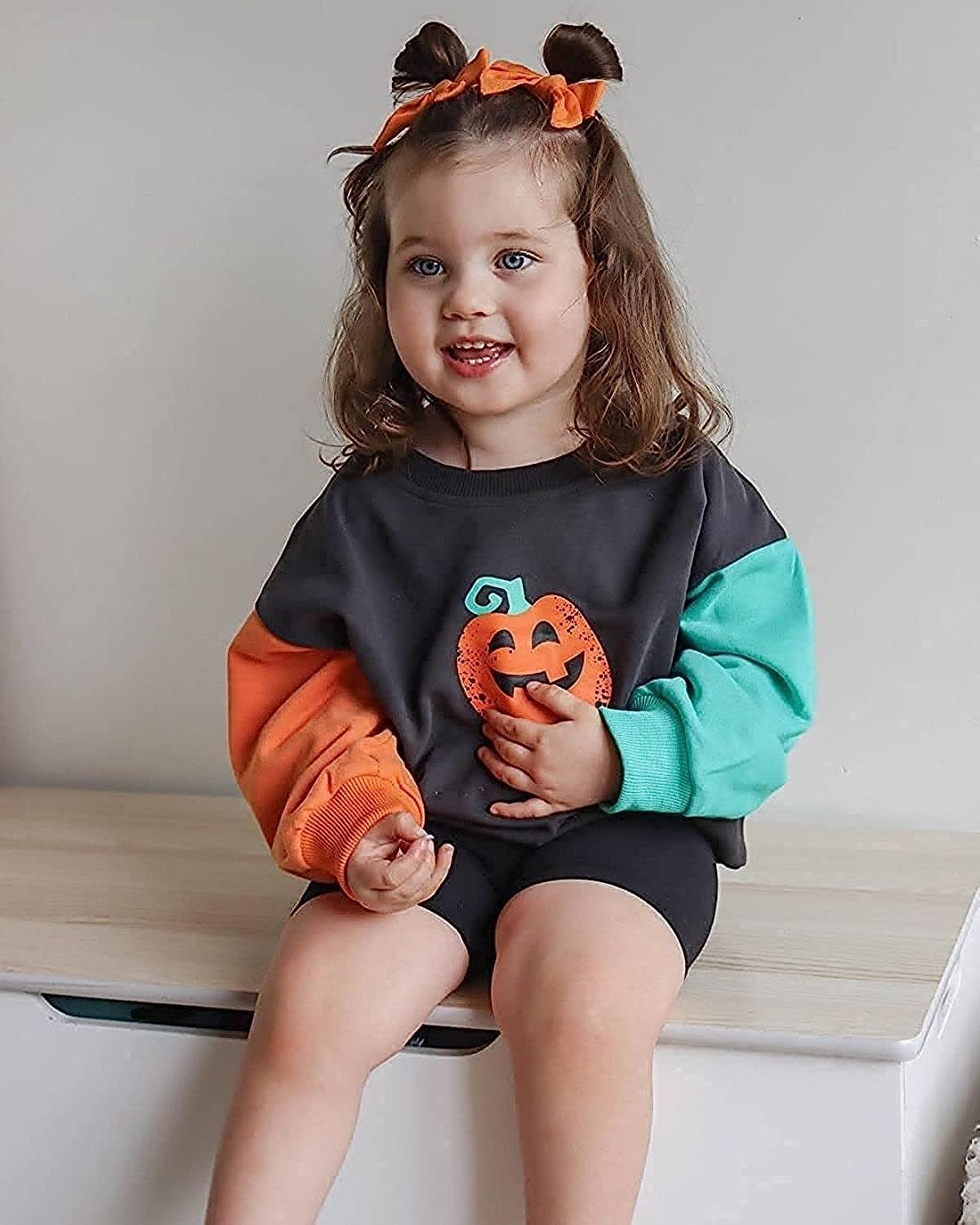Boebnozcv Baby Boy Girl Pumpkin Sweatshirt Toddler Halloween Outfit This The Season Print Crewneck Pullover Sweater Shirt (Big P
