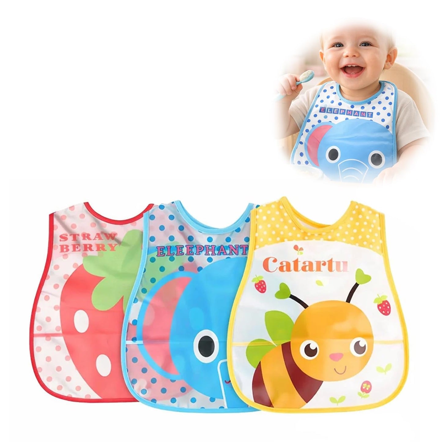 Babygo Waterproof Baby Apron Bibs | EasyToClean Feeding Bibs With SpillProof Design, Soft, Reusable & Lightweight Aprons For 