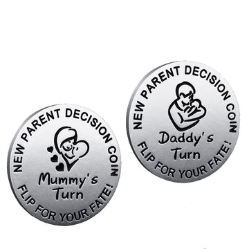 New Dad Mom Gifts Funny Decision Making Coin, New Baby Gift For Parent Mummy Daddy Pregnancy Women First Time To Be Moms Dads Mo