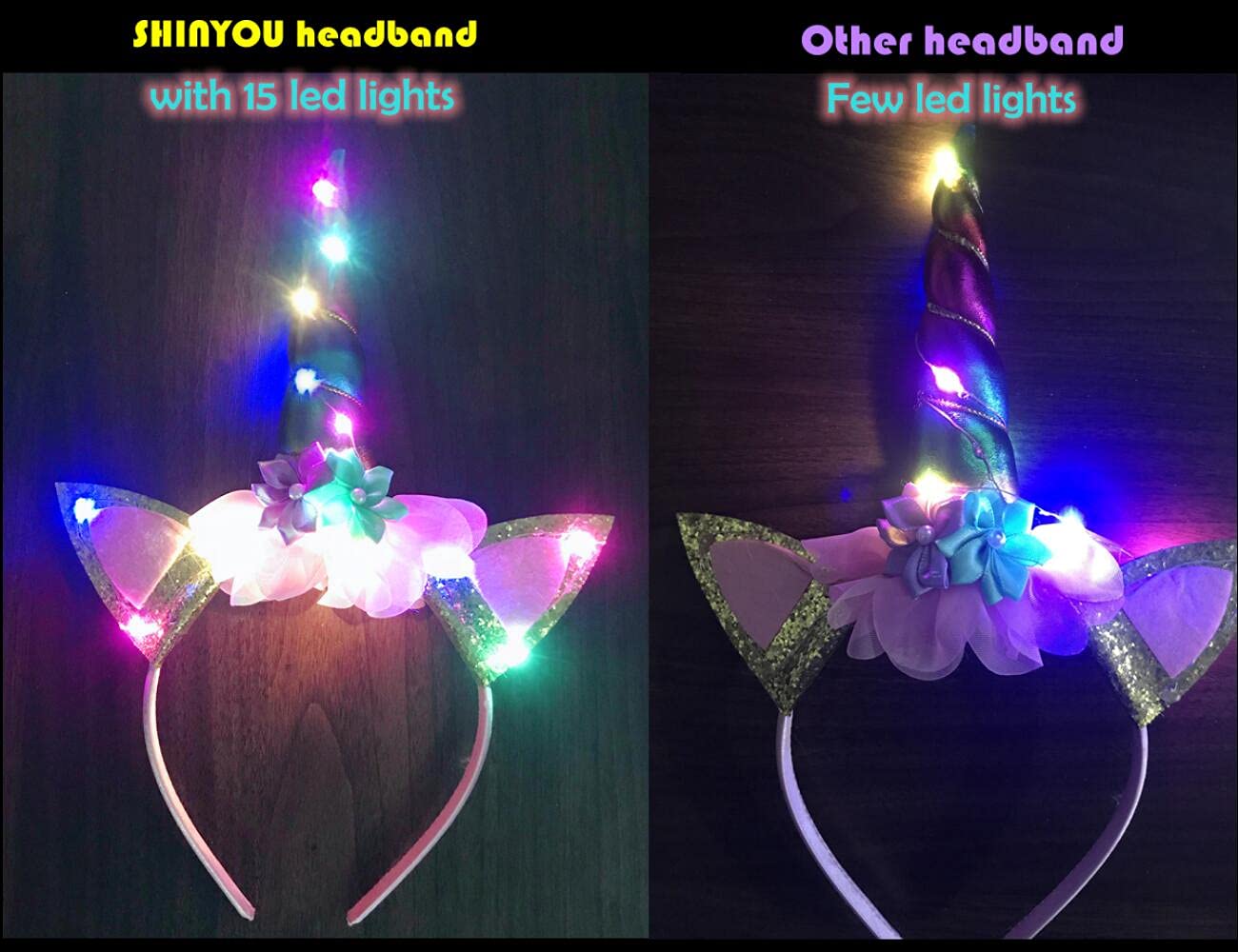 Shinyou Girls Unicorn Costume Dress Up Led Light Up Unicorn Tutu Dress Birthday Outfit For Halloween 7-8Y Deep Rainbow+Wing