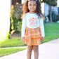 Unique Baby Girls Pumpkin Kisses Plaid 2 Piece Fall Thanksgiving Skirt Set (3T)