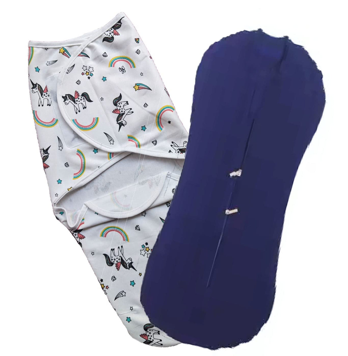MammaChamp Strap Closer Adjustable Swaddle/Wrapper and Zip Sleeping Sack Bag Wrap for Newborn Baby 04 Months Rainbow Swaddle+Bl