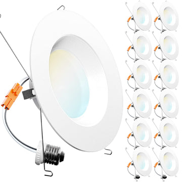 Sunco Lighting 56 Inch Led Can Lights Retrofit Recessed Light Fixture Dimmable Baffle Trim, 13W75W, 1050 Lm, Conversion Kit, Liv