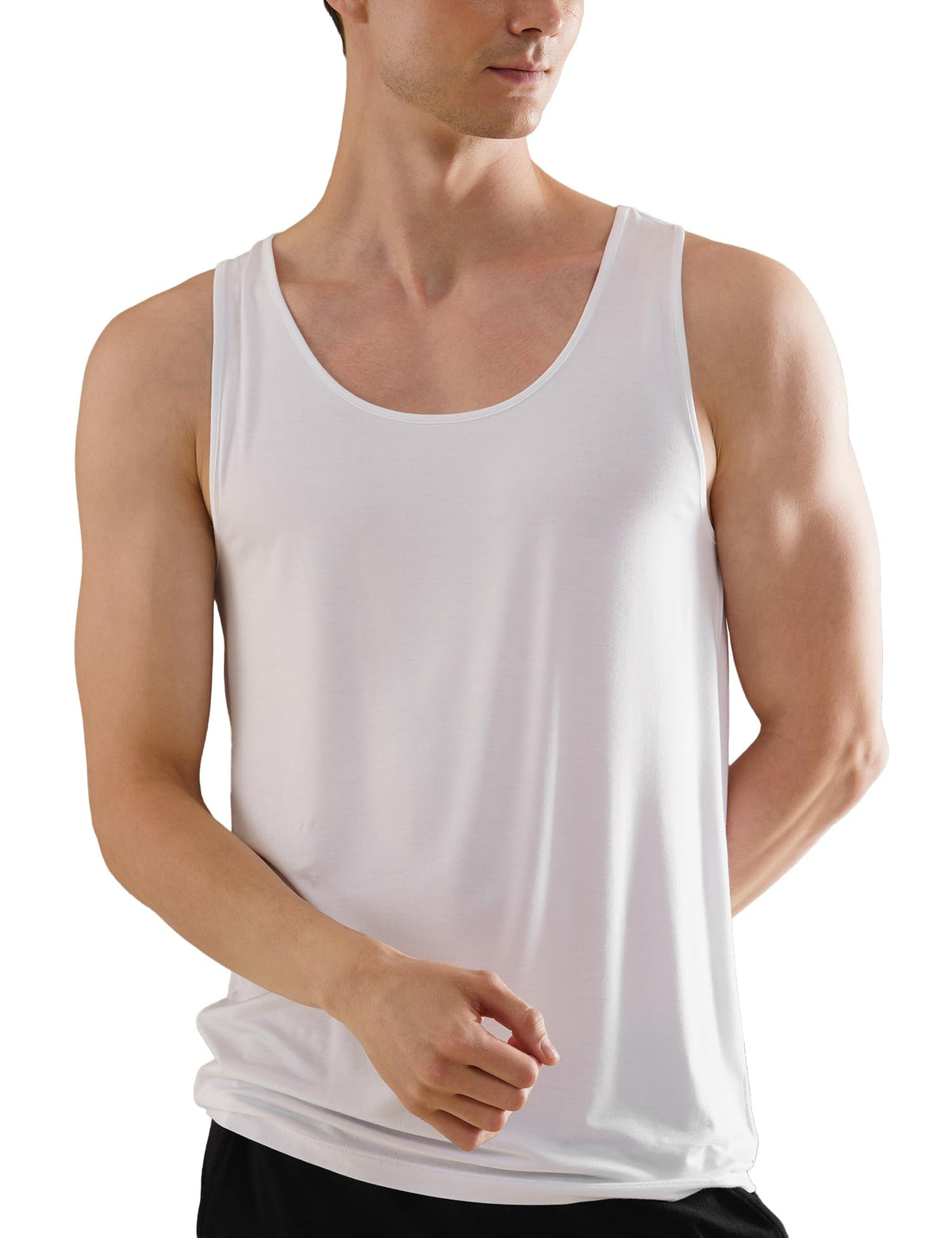 DAMENSCH Mens NeoSkin AntiMicrobial Slub Regular Fit Vest AntiOdourBamboo Rayon Fabric Round Neck Bright White Large