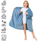 Hiturbo Kids Bath Towel Hoodie: Soft Plush Zipper Surf Poncho - Warm Fleece Changing Towels Swimming Outerwear (Blue)