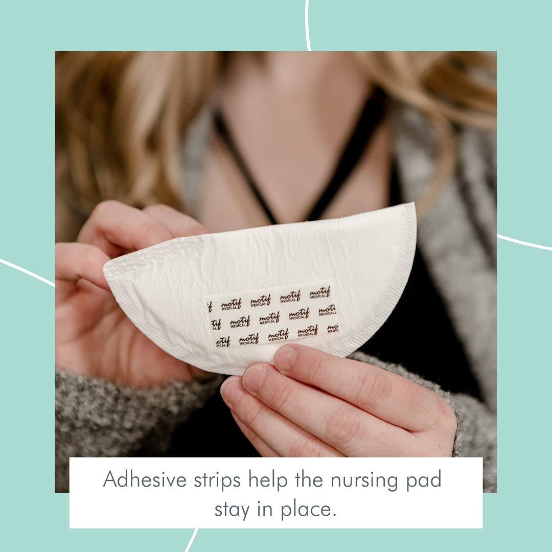 Motif Medical, Nursing Pads Breathable, Natural Material, Excellent Absorbency And Leak Protection, Adhesive Strips - Pack Of 60