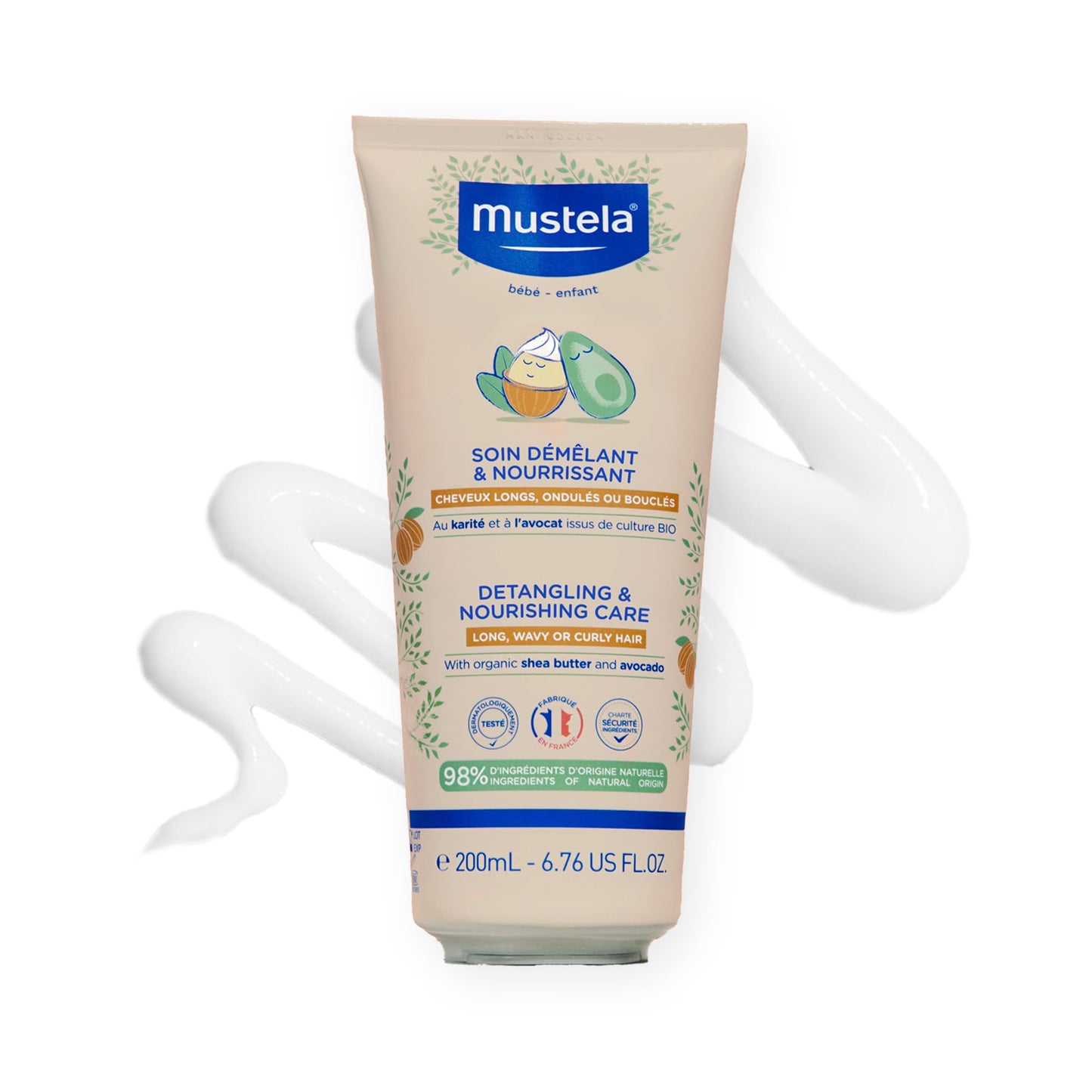 Mustela Detangling & Nourishing Conditioner - Natural Shea Butter & Avocado - Curly & Frizzy Hair - Dermatologist-tested & safe 