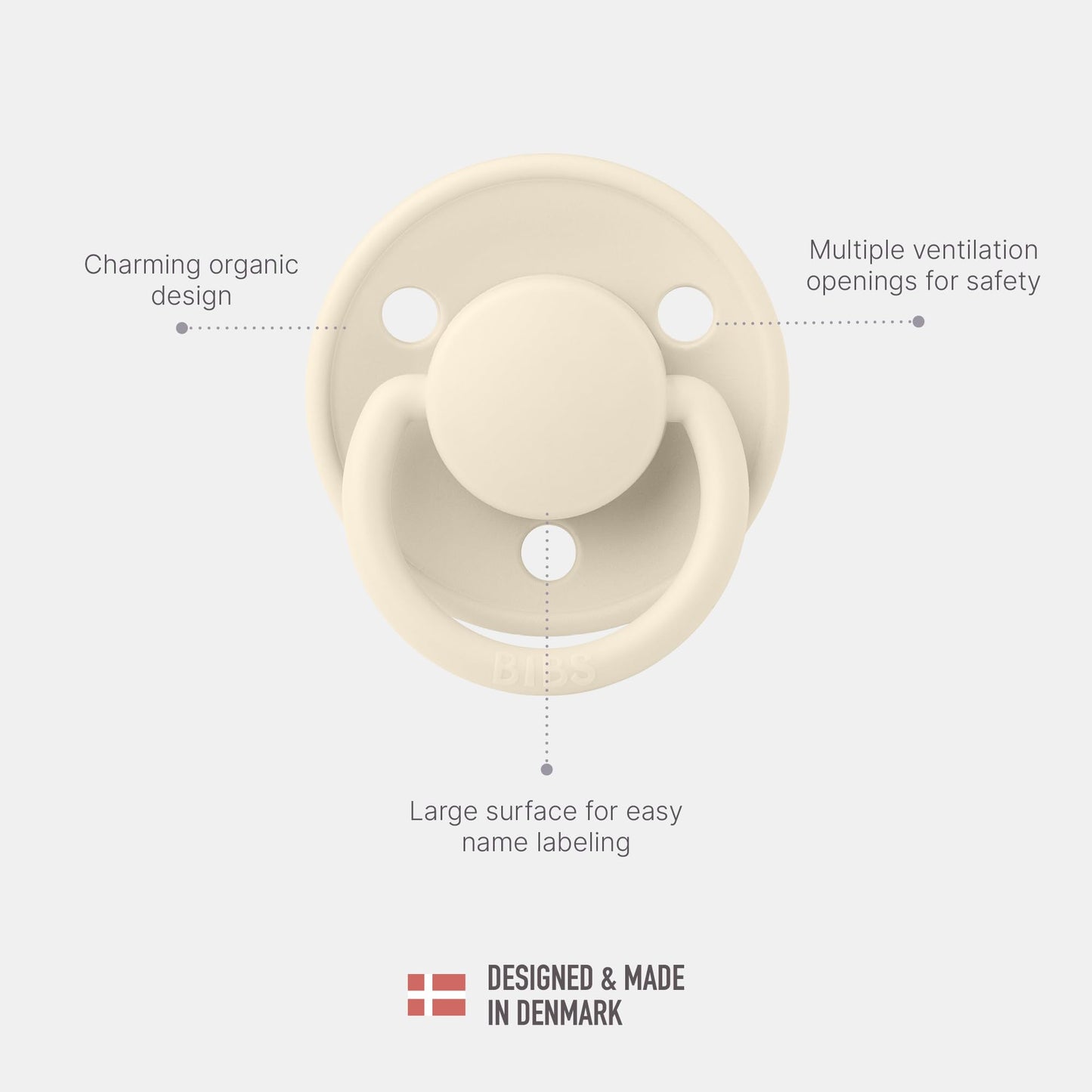 Bibs De Lux Baby Pacifier 2-Pack | Made In Denmark | Bpa Free Dummy Soother, Round Nipple. Silicone, Onesize (0-36 Months), Clou