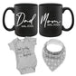 Pregnancy Gift Est 2023 - New Mommy And Daddy Est 2023 11 Oz Black Mug Set With 'And So The Adventure Begin' Romper (0-3 Month