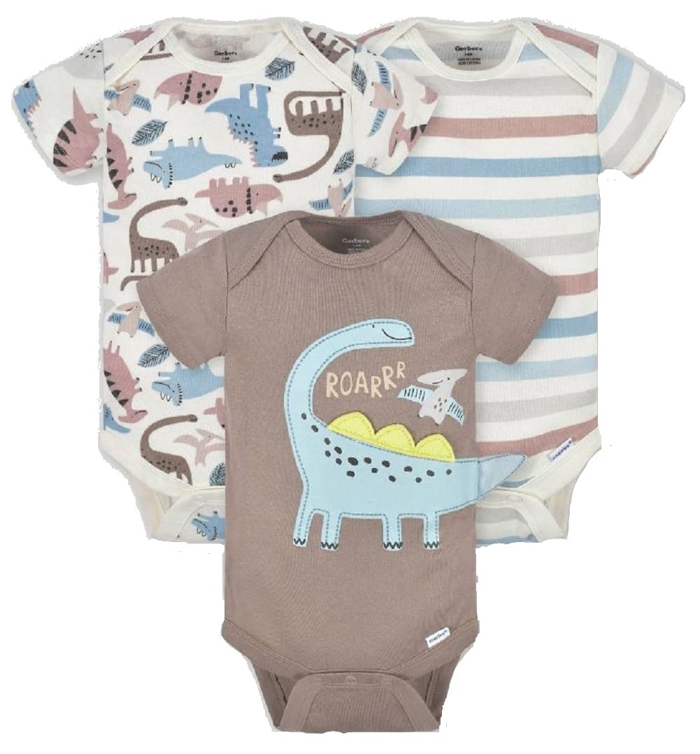 Gerber Baby Boys 5-Pack Variety Onesies Bodysuits (3 Pc Roar, 6-9 Months)