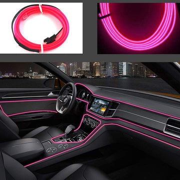 Abaldi El Wire Car Interior Led Lights, Ambient Lighting Kits For Car Decoration(5M16Ft, Pink)