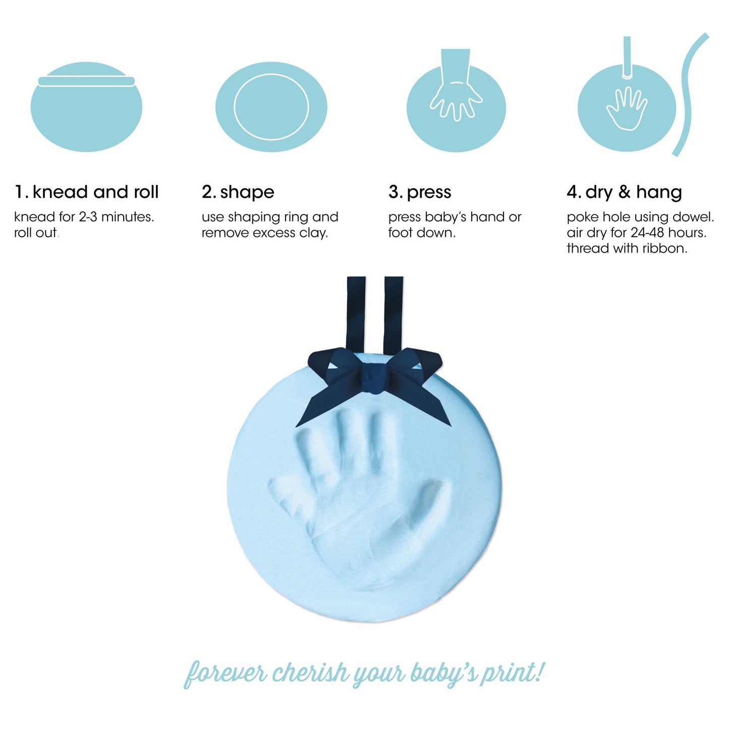 Pearhead Babyprints Babys First Handprint or Footprint Ornament Kit, Easy No-Bake DIY Clay Impression, Christmas Baby Keepsake