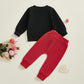 Lagkiyoj Toddler Baby Girl Boy Valentines Outfit Love Heart Long Sleeve Sweatshirt Pullover Tops Jogger Pants Clothes (Black Lov
