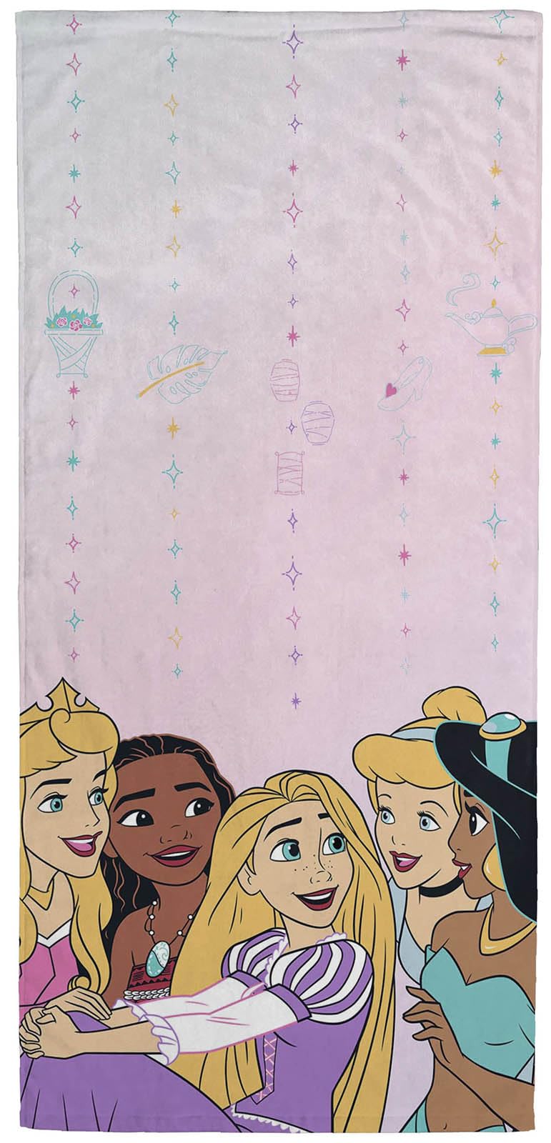 Disney Princess Kids Bath Pool Beach Towel - Super Soft & Absorbent Moana, Cinderella, Jasmins & Rapunzel 100% Cotton Towel, Mea