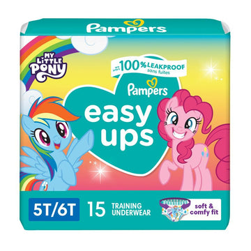 Pampers Training Pants - Easy Ups Girls & Boys - Size 5T-6T, 15 Count, My Little Pony Potty Underwear (Packaging May Vary)