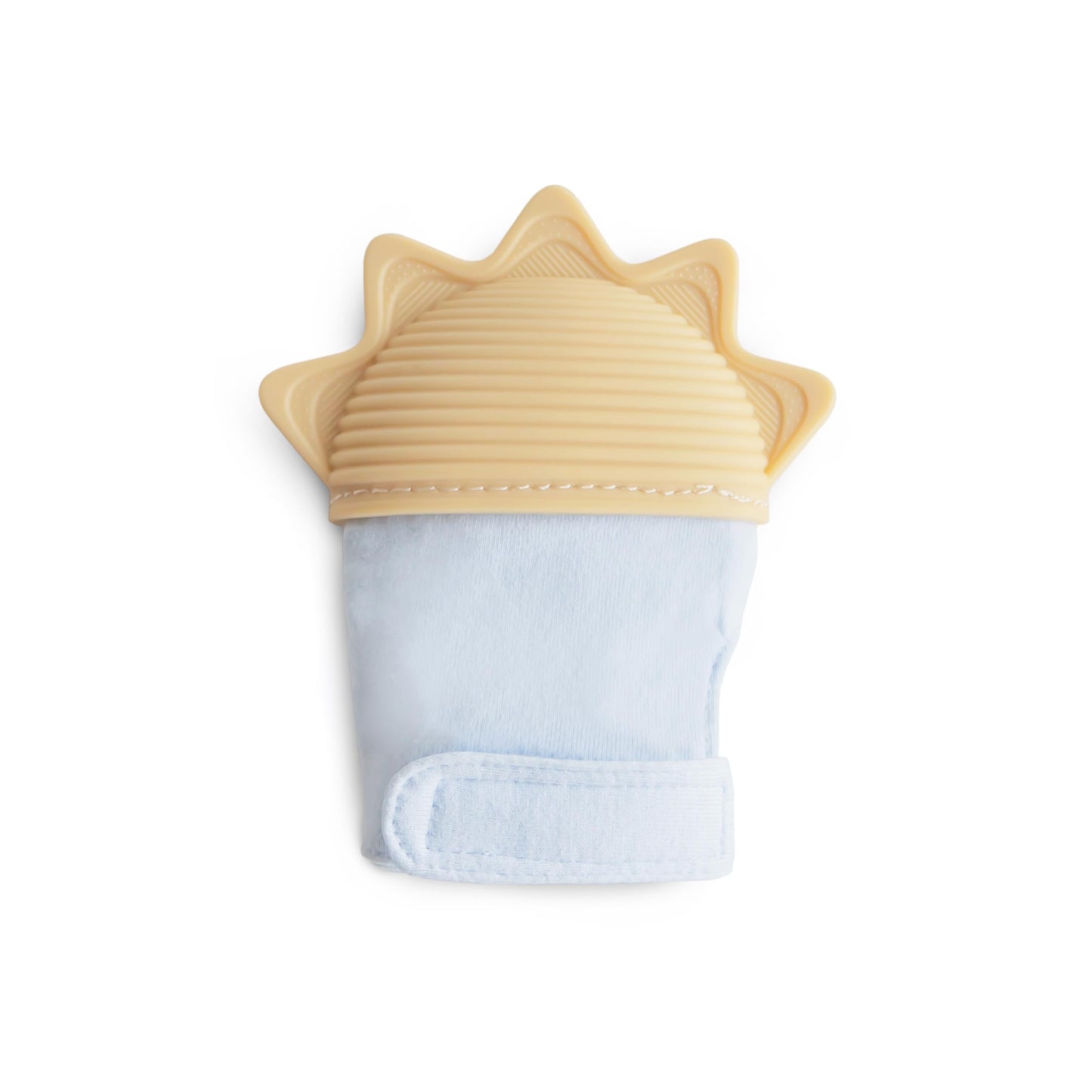 mushie Silicone Teething Mitten for Babies 3 Months+ (Sun) | Textured Silicone & Sensory Fabric with Adjustable Strap