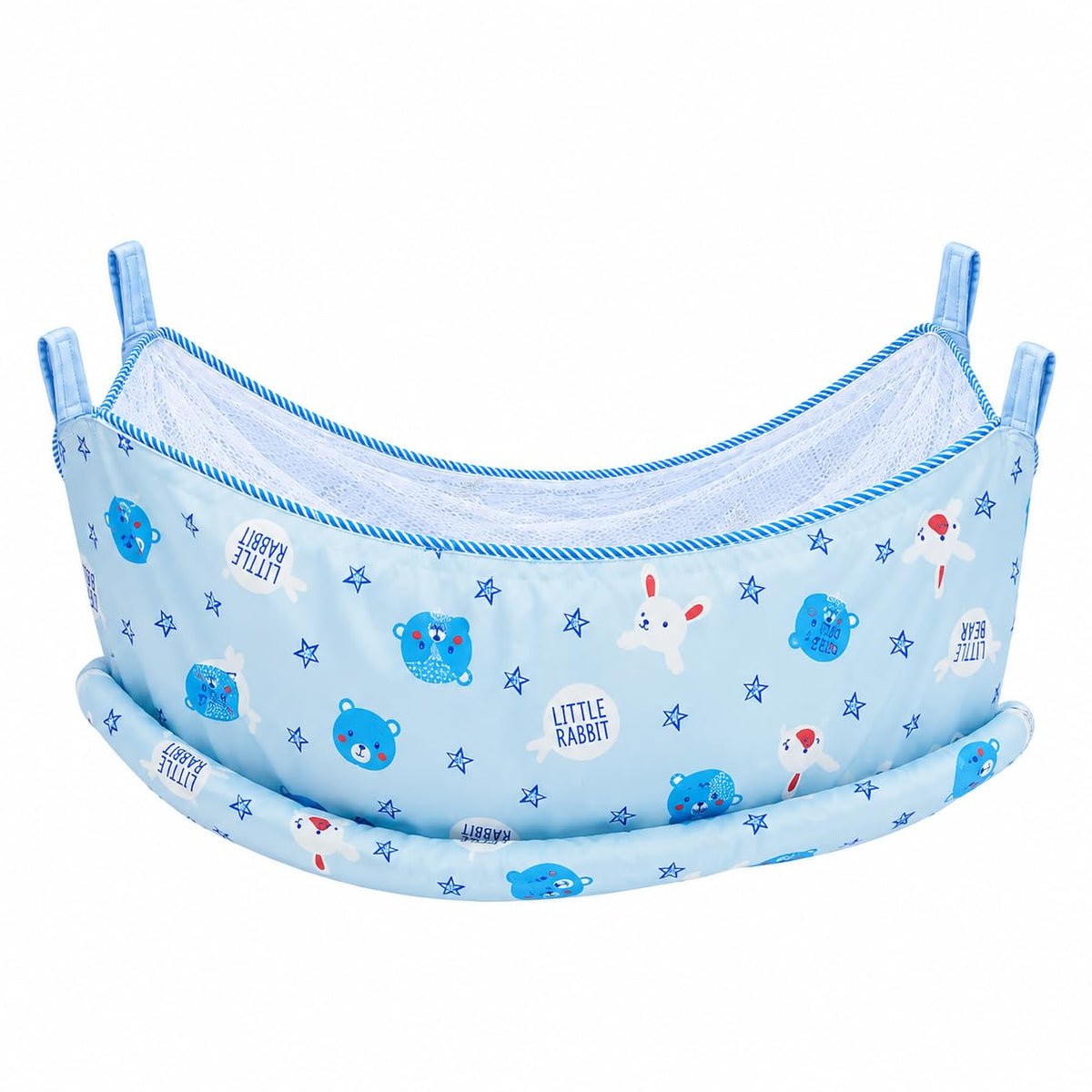 Traditional Baby Khoyu/Cotton Inbuilt Gaadi Cradle Cloth for Ghodiyu/Jhula/Palna & Mosquito Net | Design May Vary (Blue)