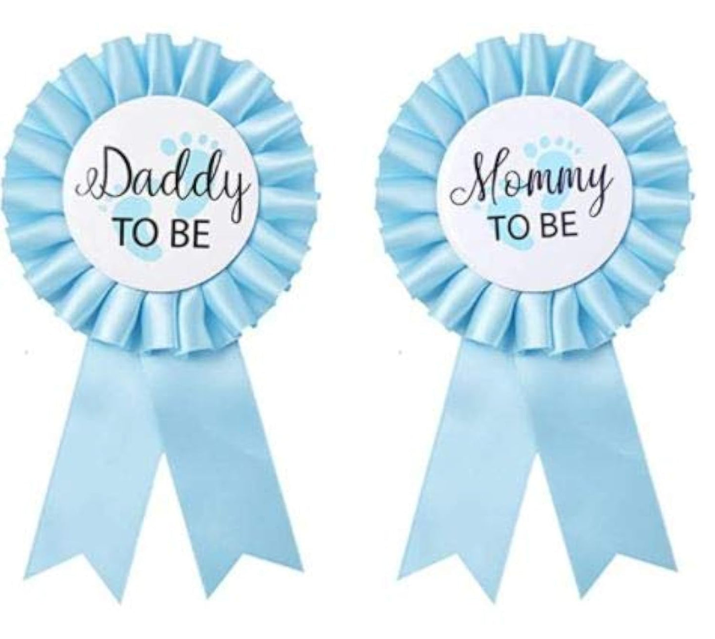 CoolerthingsDG, Daddy to be & Mom to be Tinplate Badge Pin, Baby Shower Button New Dad Gifts Gender Reveals Party Baby Boy Blue 