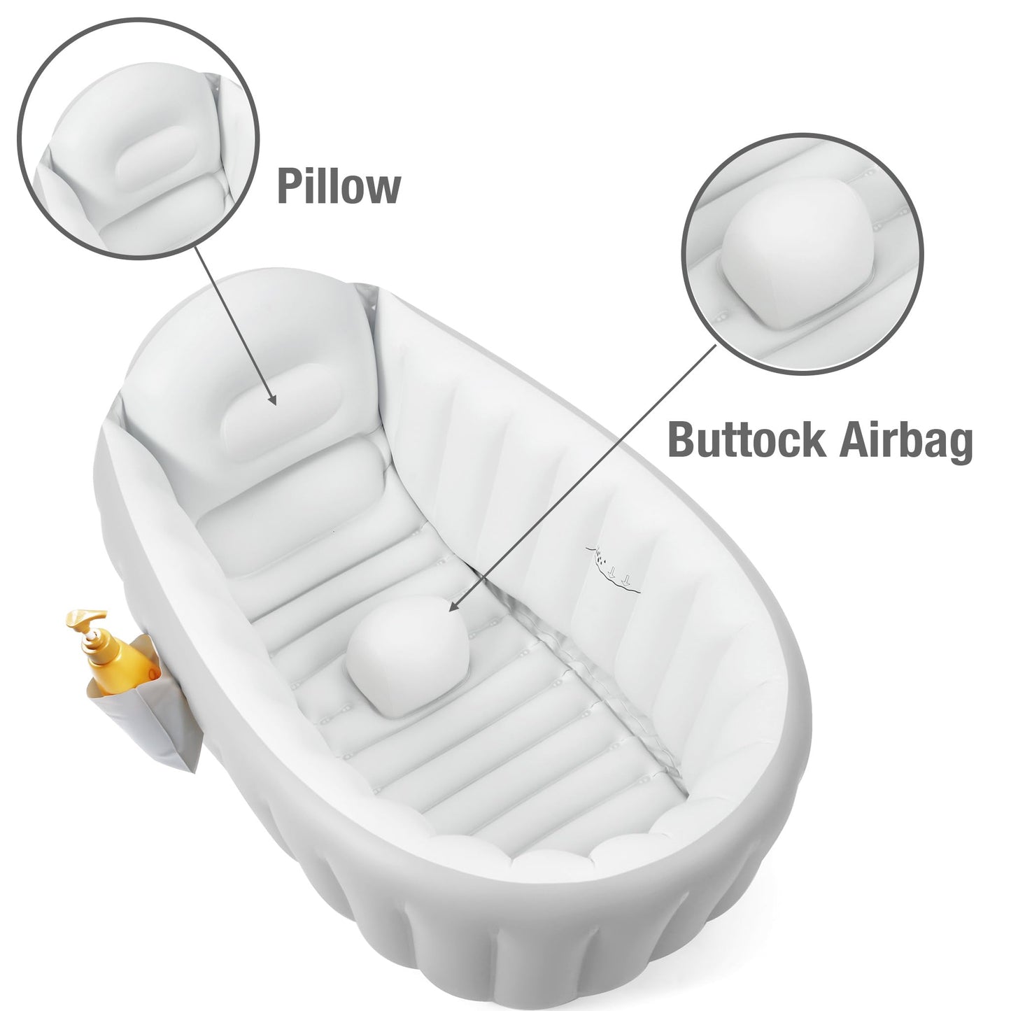 Pandaear Inflatable Baby Bathtub Toddler Tub For Shower, Collapsible Portable Bathtub For Kids, Baby Bath Tub 6-12 Months, Trave