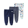 Teach Leanbh Newborn Baby 3 Pack Footed Pants Cotton Embroidery Pringting Casual Leggings 0-12 Months (3-6 Months, Dinosaur)