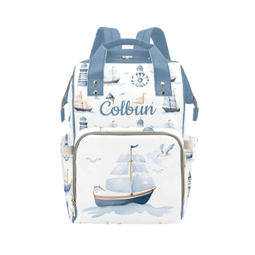 Workvalor Nautical Personalized Diaper Bag with Custom Name - Custom Baby Tote Backpack for Mom, Unique Gift for New Parents, Ba