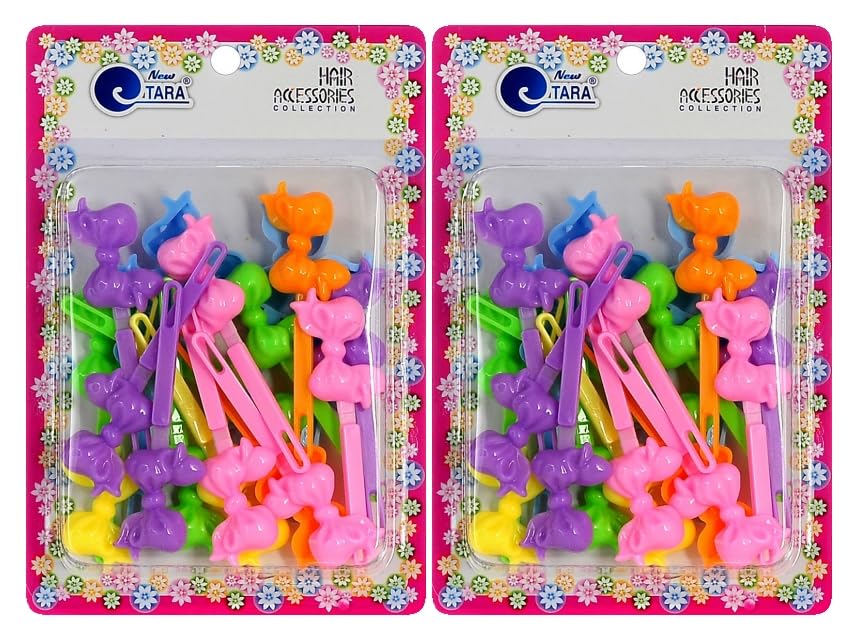 New Tara Classics Self Hinge Hair Barrettes for Girls Plastic Hair Barrettes for Baby bow Girl Barrettes 80s 90s Bow Cartoon Des