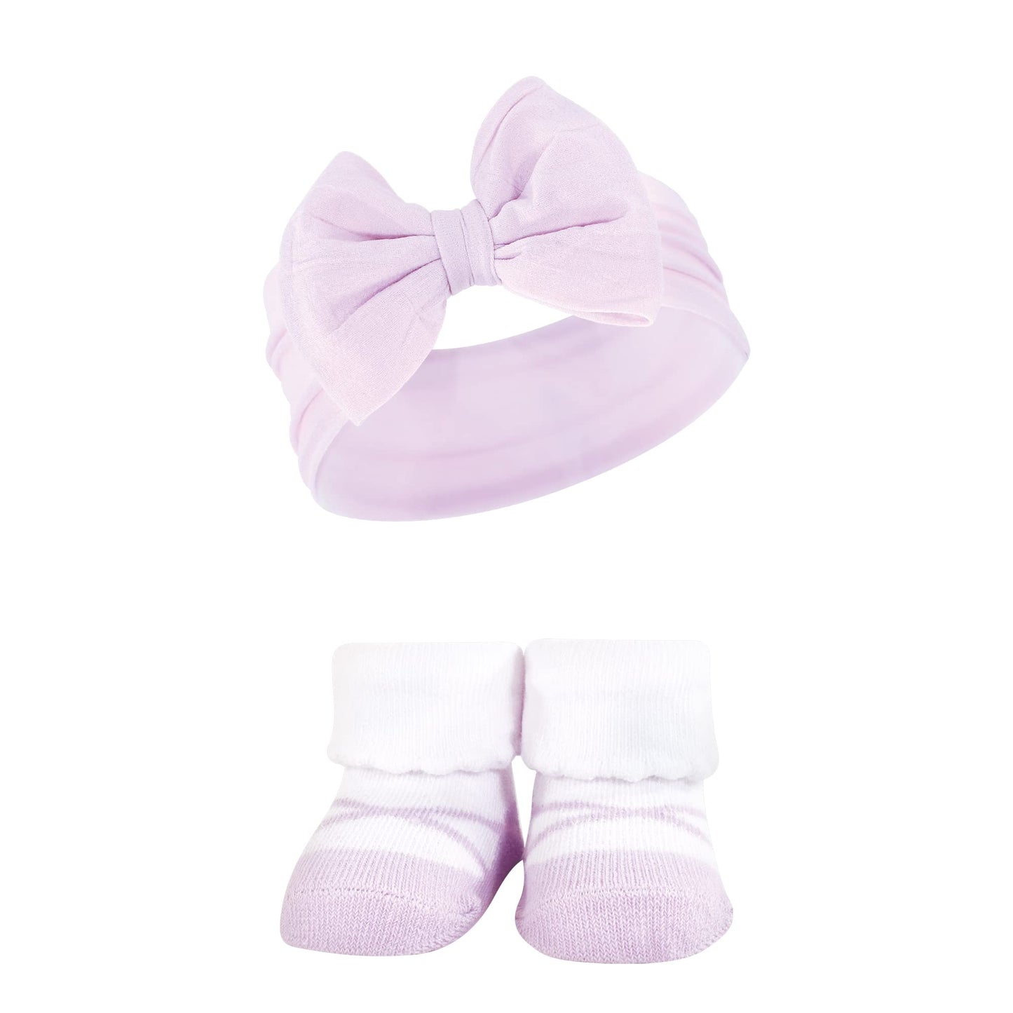 Hudson Baby Baby Girls' Headband And Socks Giftset, Pink Purple Mint, One Size