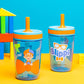 Zak Designs Blippi Kelso Toddler Cups For Travel or At Home, 15oz 2-Pack Durable Plastic Sippy Cups With Leak-Proof Design is Pe