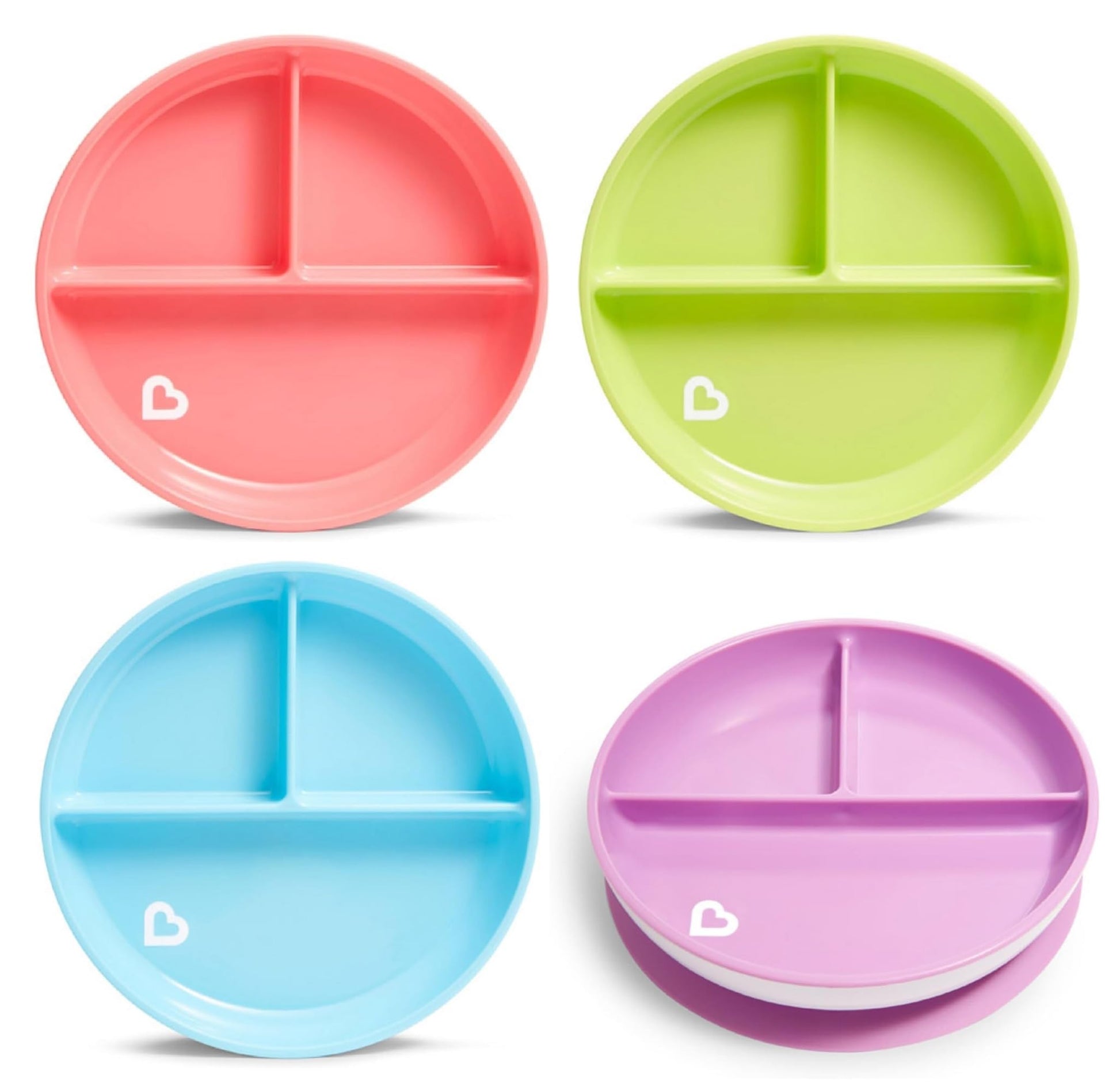 Munchkin Stay Put Divided Section Toddler Plates, Colors May Vary