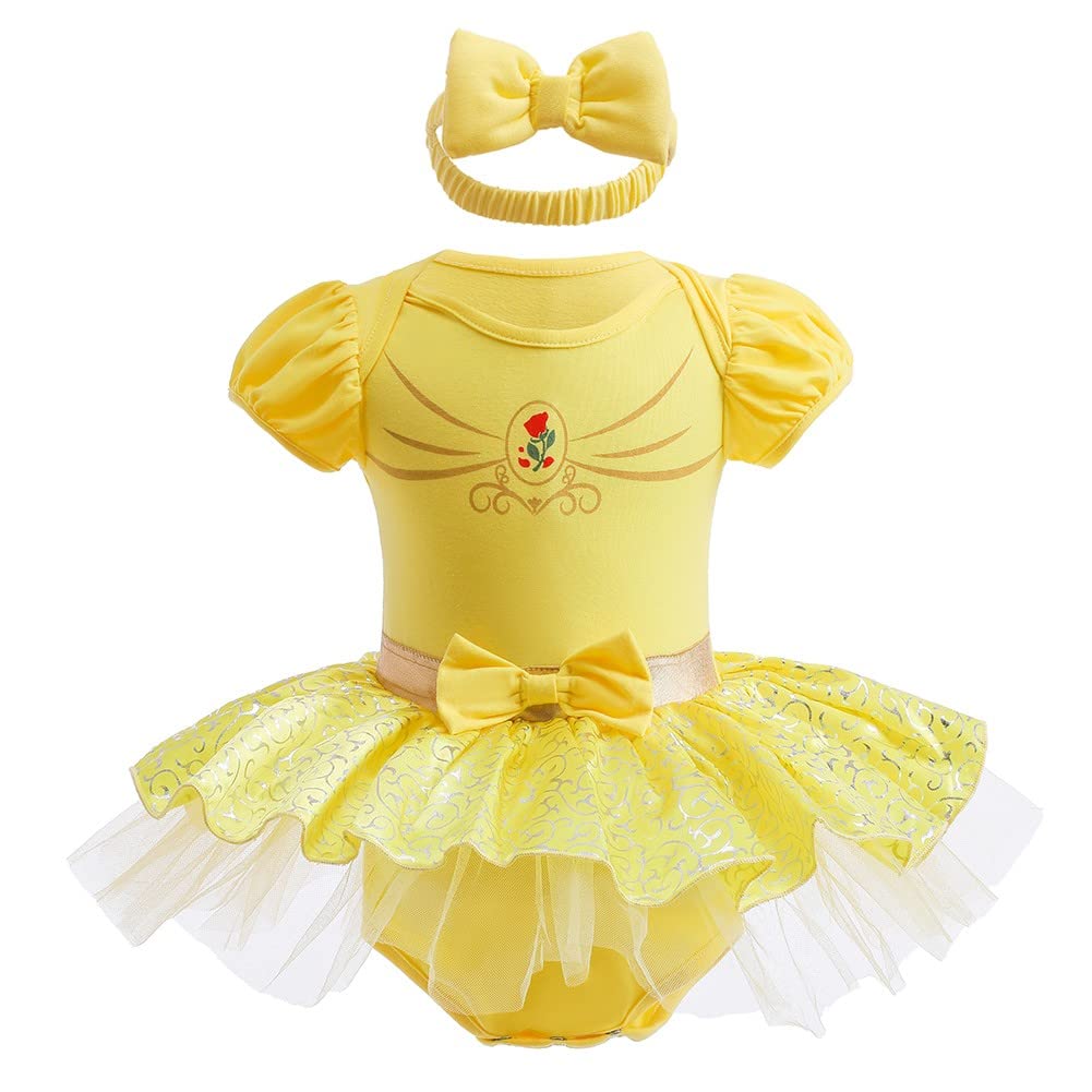 Fmyfwy Baby Girls Belle Princess Costume Halloween Christmas Birthday Party Romper Tutu Dress W/Headband 95