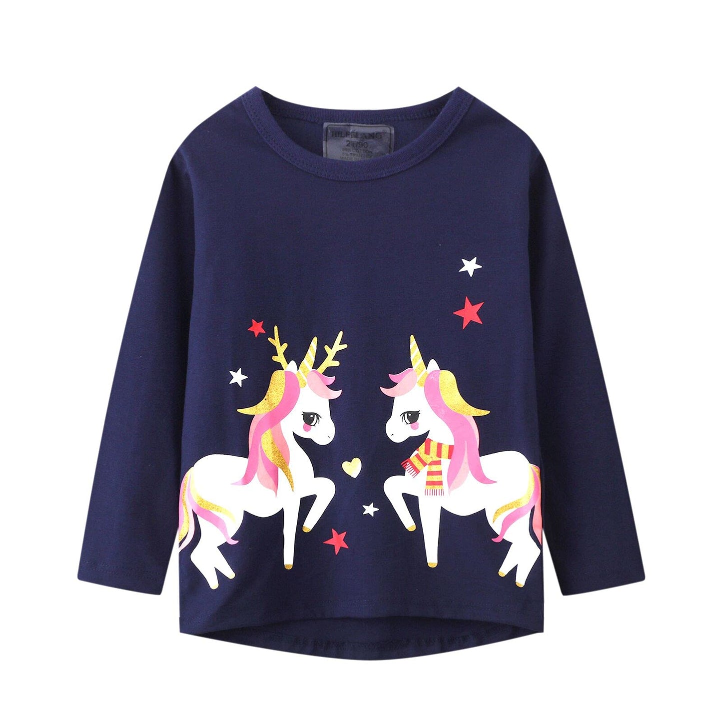Baby Girl Long Sleeve T-Shirts Unicorn Christmas Elk Graphic Winter Cotton Casual Crewneck Tunic Tops Tee Shirts Sets 3 Pack 12M
