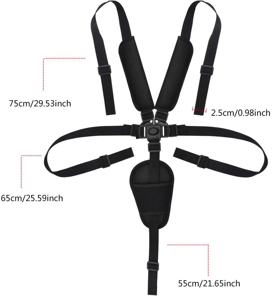 Kissral Universal 5 Point Harness Straps, Adjustable Baby Safety Strap Belt With Shoulder Pads And Guarding Pad, Harness Straps