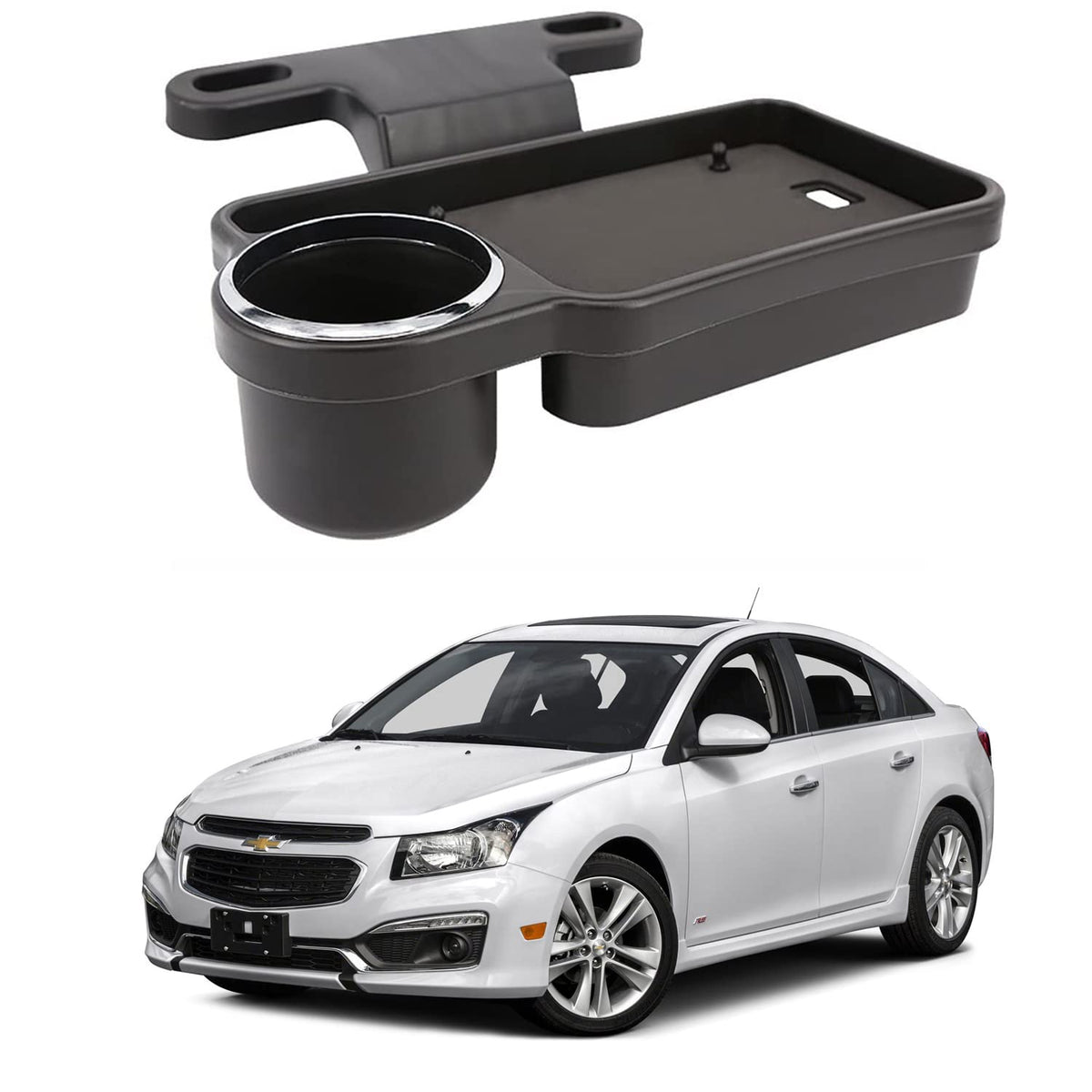 Oshotto (FT04) Foldable Car Auto Headrest Rear Back Seat Table Drink Food Cup Tray Holder Compatible with Chevrolet Cruze  Bla