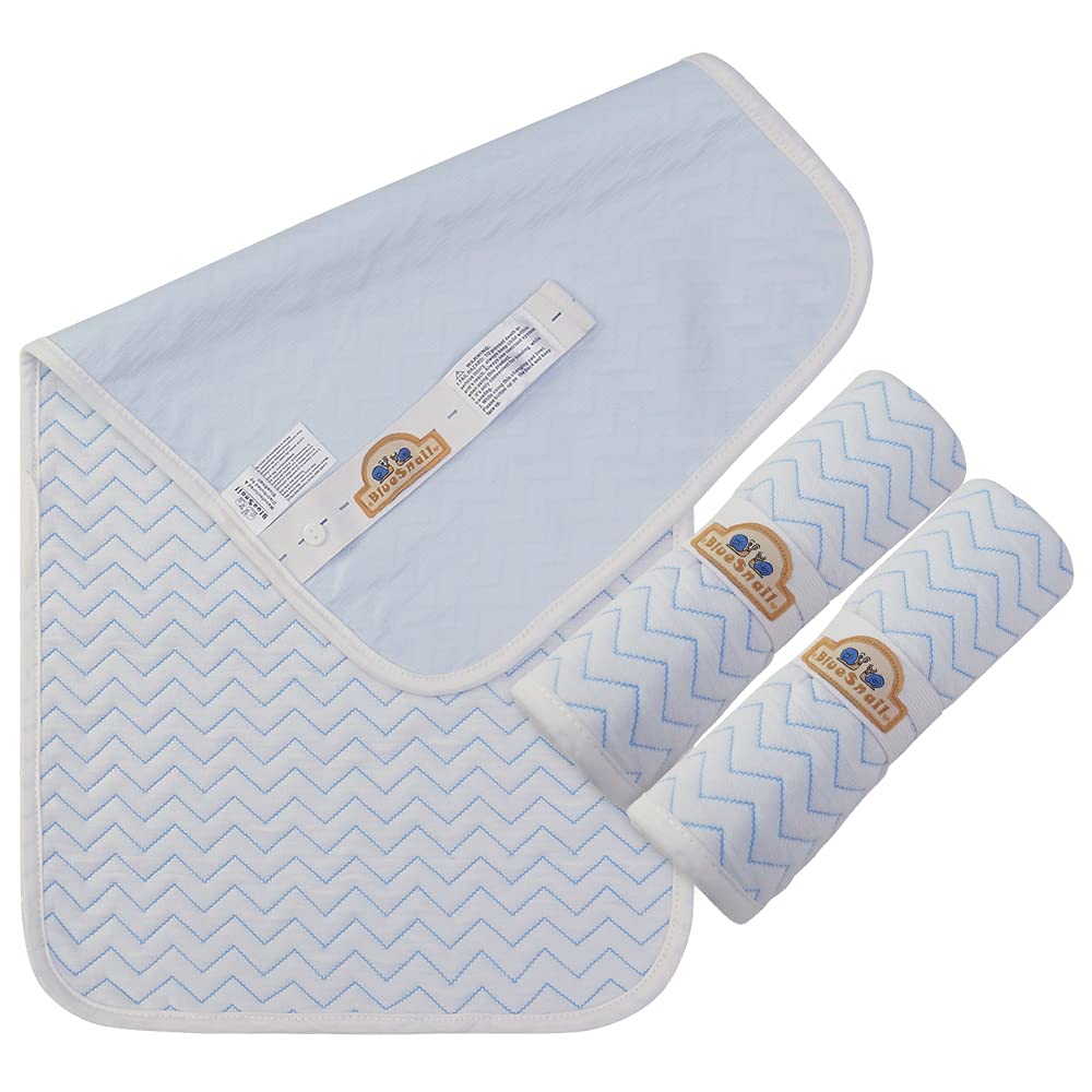 Bluesnail Ultra Soft And Absorbt Quilted Waterproof Changing Pad Liner 3Pk (Blue)
