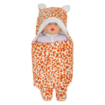 NAMAN Newborn Plush Swaddle, Hodded Blanket, Sleeping Bag, Warm and Soft Swaddle Wrap for Baby boy and Baby GirlOrange