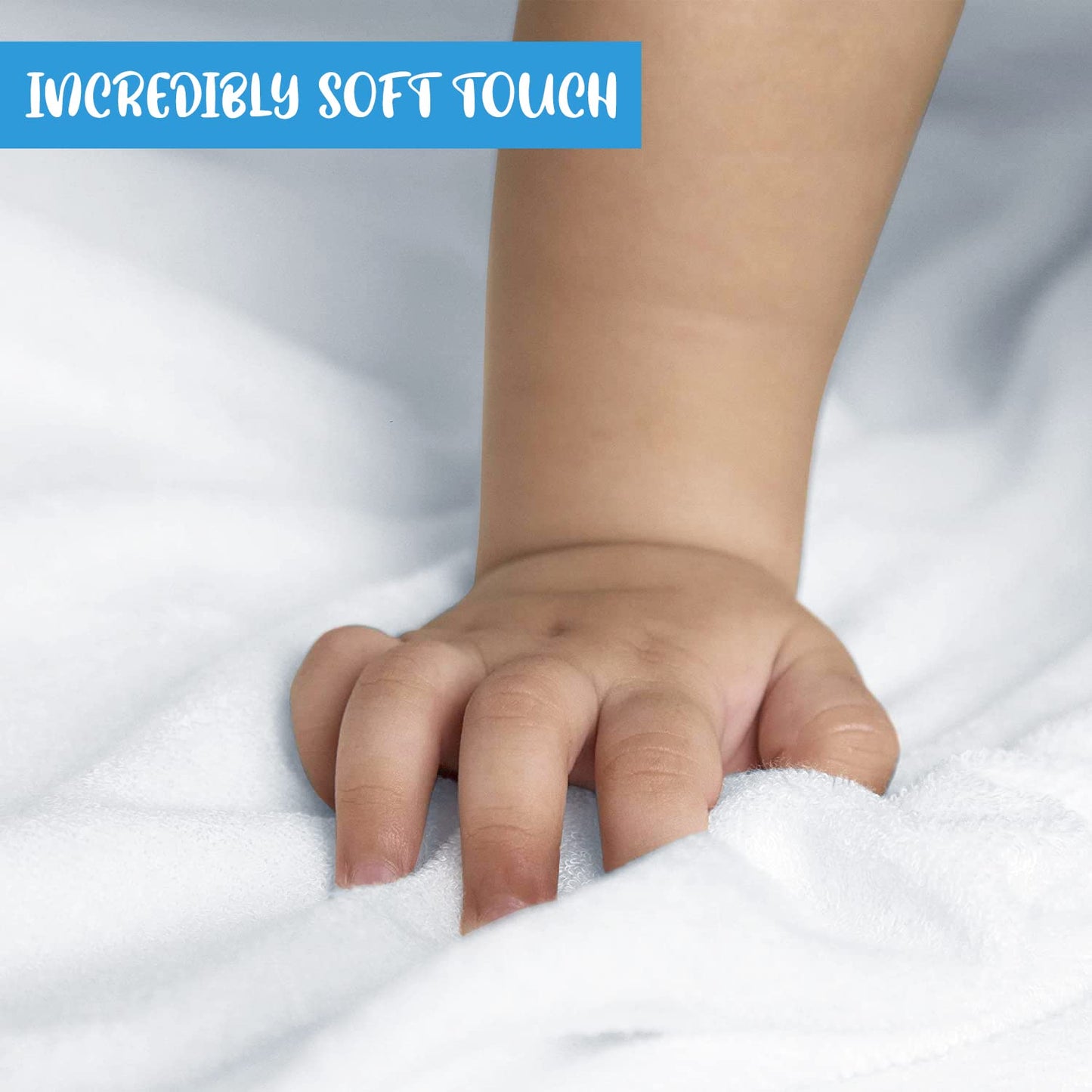 Elsvin Set Of 2 Hooded Baby Towels - White And Blue - Luxurious, Large And Super Absorbent - 30 X 30 Inch - Soft And Suitable Fo