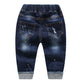 Kidscool Space Baby Girl Boy Jeans,Little Kid Elastic Waist Ripped Denim Pants,Blue,12-18 Months