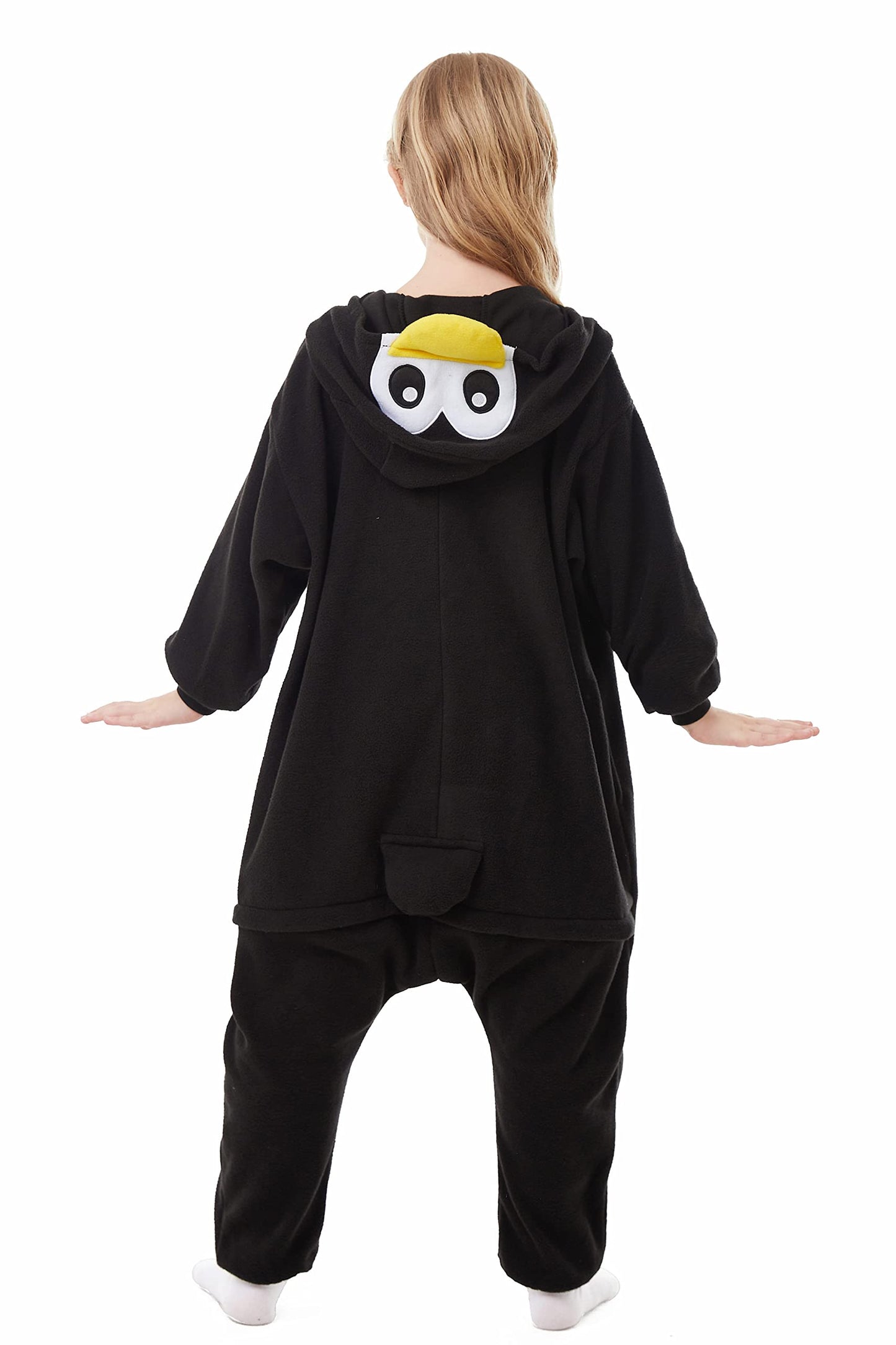 CANASOUR Peguin Onesie Kids Halloween Cosplay Costume Girls One Piece Pjs Anime Unisex Hoodie Pajamas Black For 8-10 Years Boys