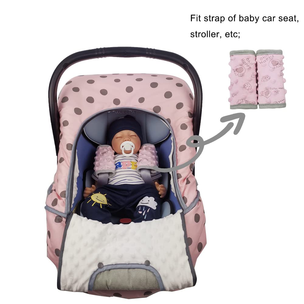 Dodo Nici Car Seat Strap Cover For Baby, Seat Belt Cover Cushion, Belt Pads Fit Baby Carrier/Pushchair/Stroller, Cozy Peace Dott