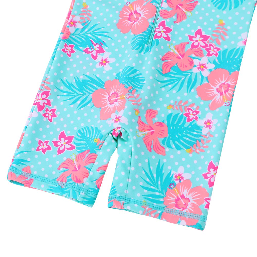 Huaaniue Baby/Toddler Girl Swimsuit Long Sleeve Rashguard Swimwear Cyan 3-4 T