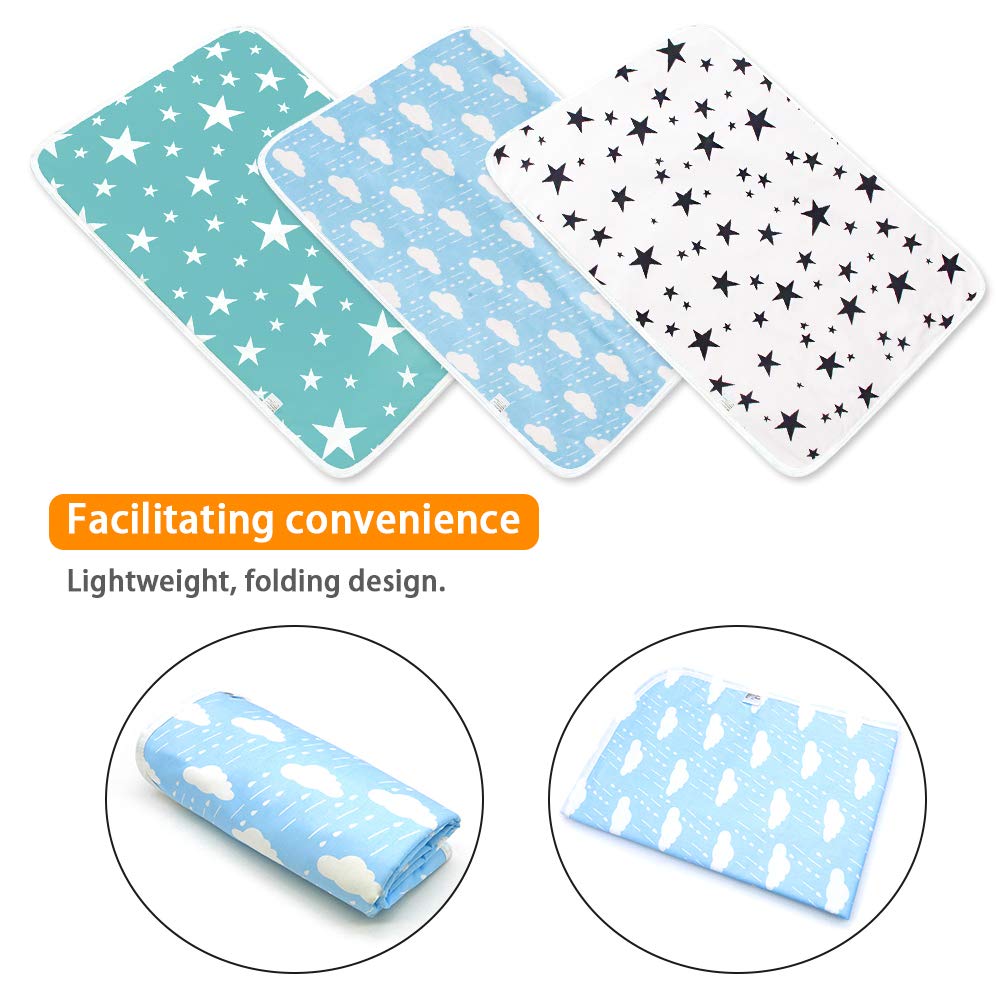 3 Pack Diaper Changing Pad, Maveek Portable Toddler Diaper Changing Pad Waterproof Baby Change Mats Premium Change Pad Liner Bed