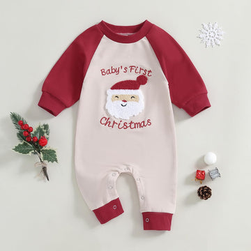 Fybitbo Infant Baby Boy Girl Clothing Santa Long Sleeve Jumpsuit Romper My First Christmas Outfit Newborn Clothes (Baby'S First