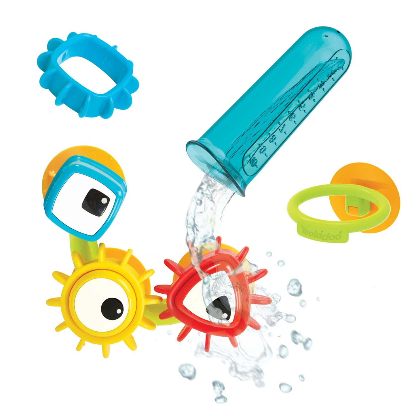 Yookidoo Baby Bath Toy - Spin N Sort Water Gear - Childrens Sensory Water Wheel Set That Attaches to Any Size Tub - Includes S