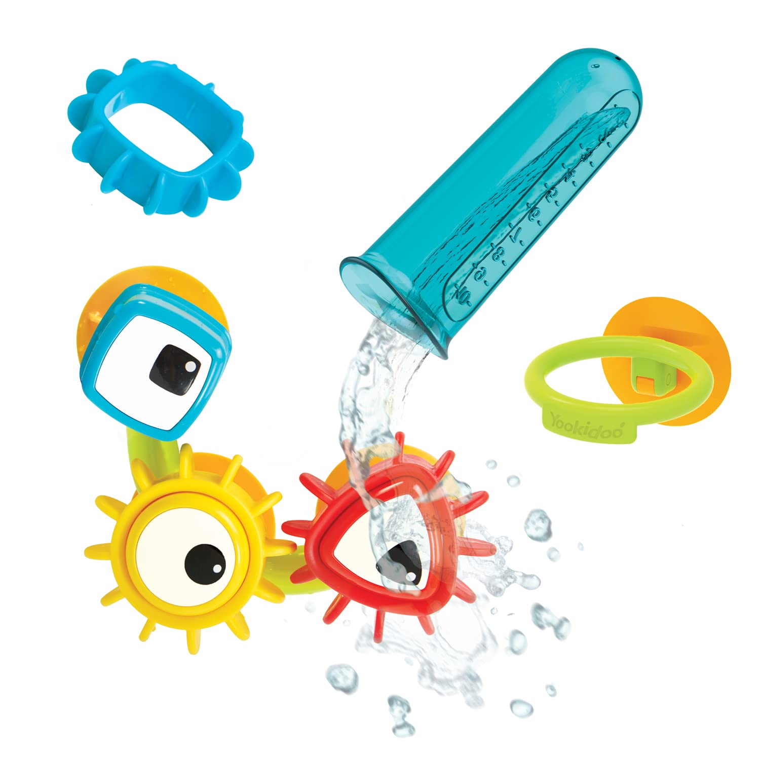 Yookidoo Baby Bath Toy - Spin N Sort Water Gear - Childrens Sensory Water Wheel Set That Attaches to Any Size Tub - Includes S