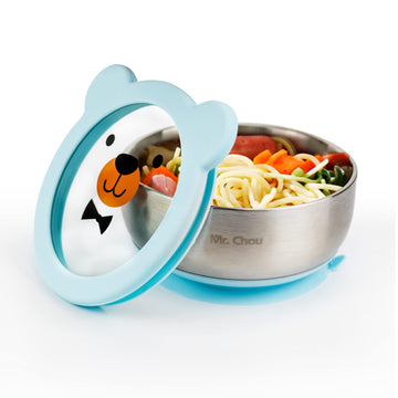 Mr. Chou Baby Bowls With Non-Slip Silicone Suction Cup, Insulated Double-Layer 304 Stainless Steel Toddler Bowls With Bpa Free A