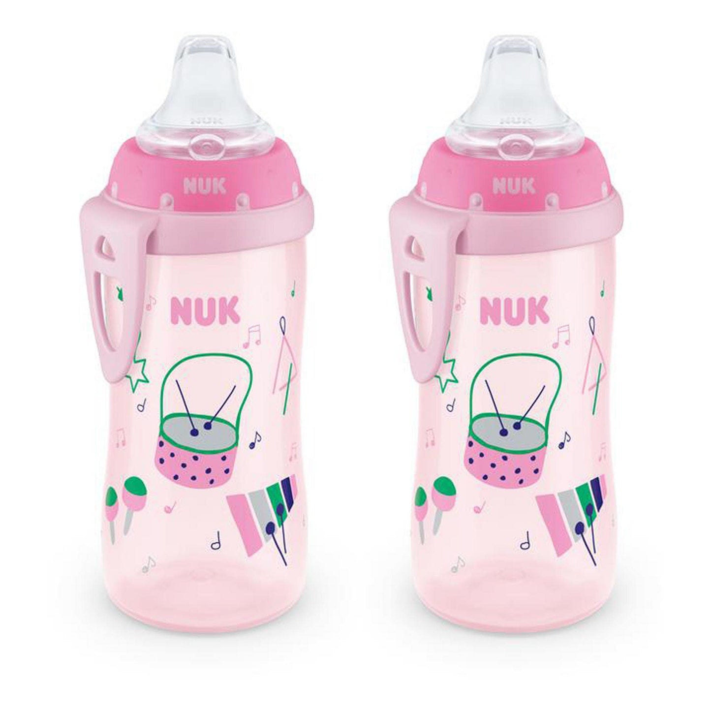Nuk Active Spill Proof Sippy Cup, 10 Oz, 2 Pack, 8+ Months, Pink - Bpa Free, Spill Proof Sippy Cup